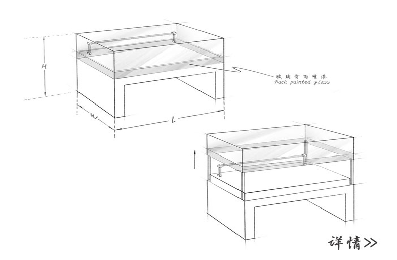 嵌入式台面玻璃桌面展示柜